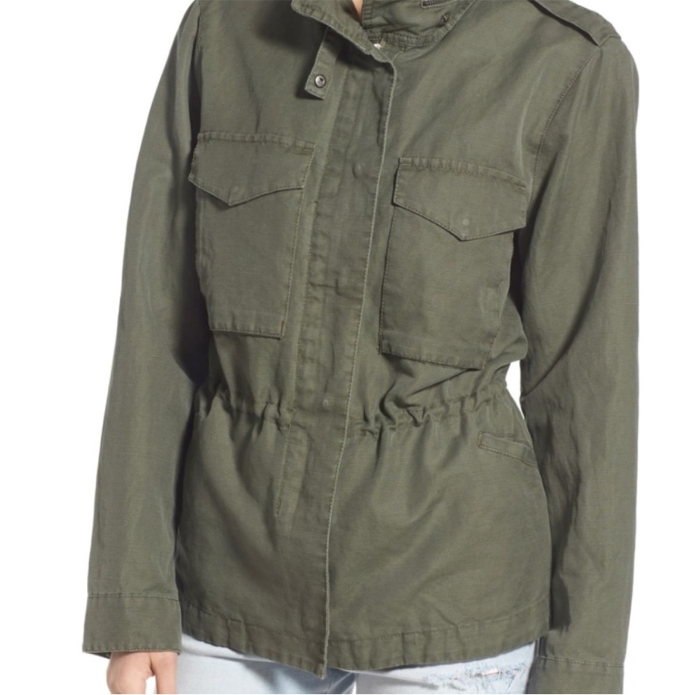 Thread & Supply Olive Green Utility Jacket with Drawcord Waist - Picture 3 of 8